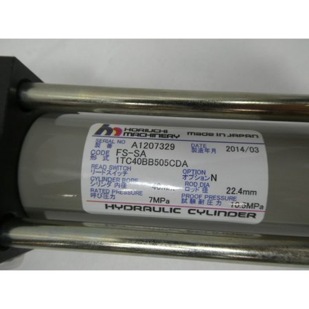 Horiuchi Machinery 40Mm 7Mpa 505Mm Double Acting Hydraulic Cylinder FS-SA 1TC40BB505CDA